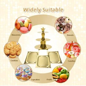 5 Pieces Dessert Table Display Set, DAFURIET Cardboard Cupcake Stand Holder/3 Tier Cup Cake Tower with Serving Tray for Birthday, Tea Party and More