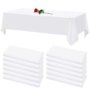 12 pack white tablecloths for rectangle tables stain and wrinkle resistant washable polyester tablecloth 60 x 102 inch table cloth rectangle table 6 foot rectangle table cloth for wedding party