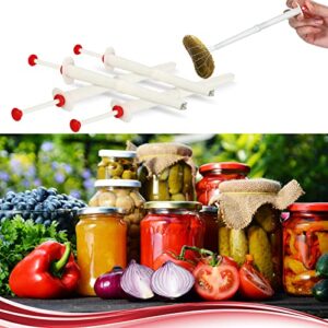 Set of 4 Pickle Picker Stainless Steel and Plastic Pickle Pincher 8 Inch Deluxe Pickle Grabber Tool Pickle Jar Fork for Kitchen Food Olive Pepper, White