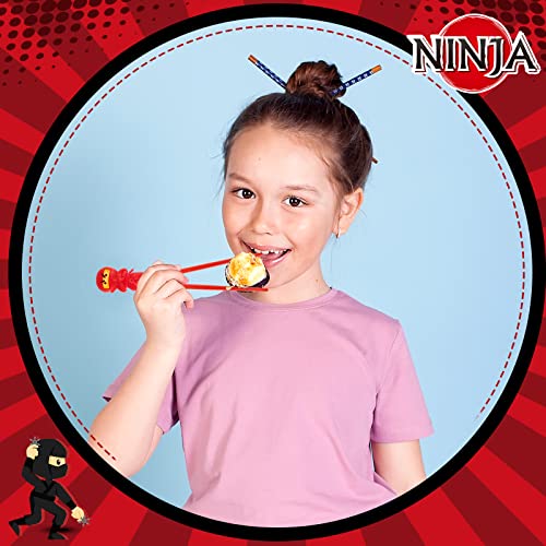 4 Pairs Ninja Training Chopsticks for Kids Adults Beginners Reusable Training Chopsticks with Silicone Chopstick Helper Japanese Cute Learning Chopsticks for right or Left Handed Trainer, 7 Inch