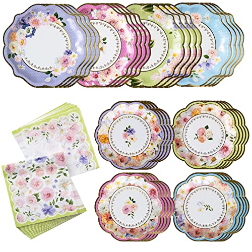 Tea Party Decorations Tableware Set by Kate Aspen (62 Pc, 16 Guests), Colorful Pastel Party Supplies for Bridal Showers, Baby Shower, Garden Party, Birthdays