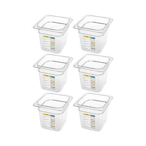 carlisle foodservice products storplus plastic 1/6 food pan with integrated label for restaurants, 2.5 quarts, clear