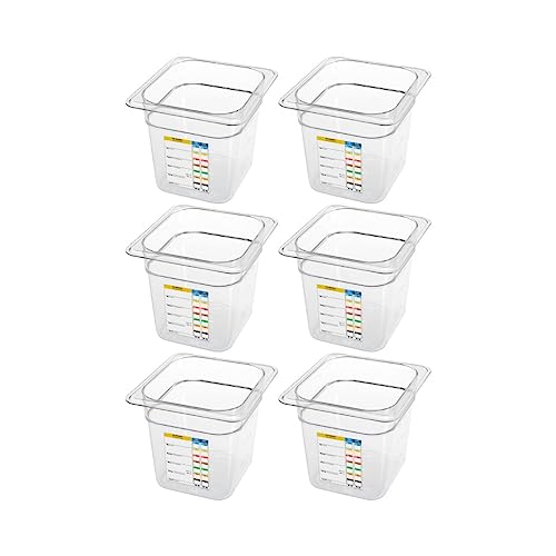 Carlisle FoodService Products StorPlus Plastic 1/6 Food Pan with Integrated Label For Restaurants, 2.5 Quarts, Clear