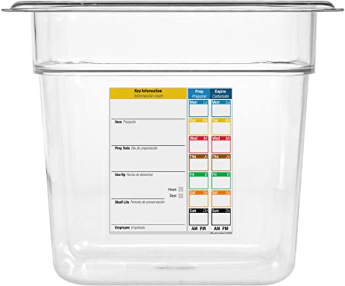 Carlisle FoodService Products StorPlus Plastic 1/6 Food Pan with Integrated Label For Restaurants, 2.5 Quarts, Clear