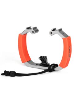 movo gb-u70t underwater diving rig for gopro hero with cold shoe mounts, wrist strap - works with hero6, hero7, hero8, hero9, hero10, hero11, and osmo action cam - scuba gopro accessory (tangerine)