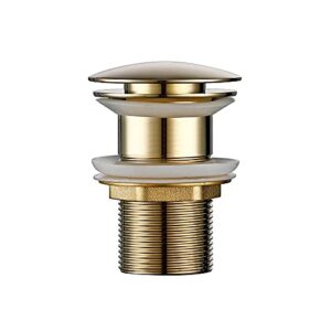 lmmddp polished gold basin sink drainer corrosion resistant easy to clean up button round hole bathroom hotel drainer (color : brushed goldb)