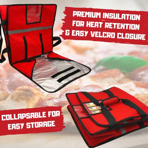 FSE Insulated Pizza Food Delivery Bag Carrier, 18 Inch x 18 Inch x 13 Inch (Touch Velcro Closure)