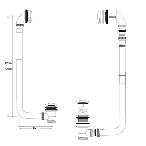 LMMDDP Full Brass Bathroom Bathtub Drainer Push Down Up Hold Bath Waste Drains for Bathing Tub Drain