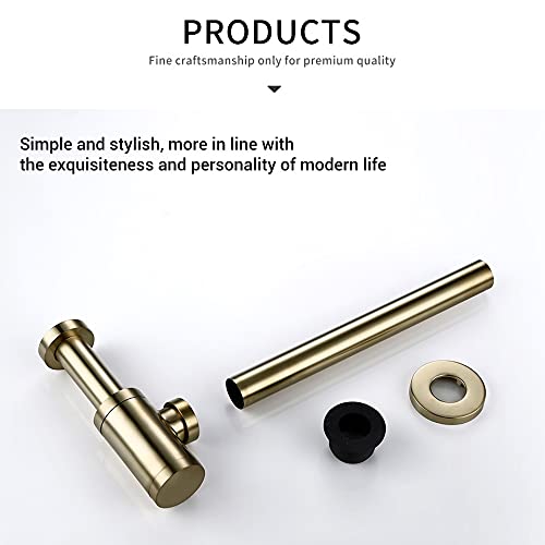 LMMDDP Brushed Gold Brass Euro Basin Bottle Plumbing Wash Pipe Waste Bathroom Sink Trap Style Siphon (Color : Brushed gold)