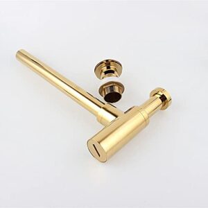 LMMDDP Brass Golden Bottle Tap Basin Waste Drain, Basin Mixer P-Trap Waste Pipe With Up Drain For Bathroom Tool