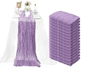 15 pack lavender cheesecloth table runner 10ft gauze cheese cloth 35x120 inch boho table runner romantic table runner long table cover for wedding birthday party bridal shower reception table décor