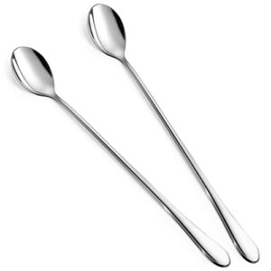 rainspire 9-inch long coffee spoons for coffee bar, coffee stirrers ice cream spoon tea spoons stainless steel long spoon for cocktail stirring iced tea, coffee bar accessories, 2 pack