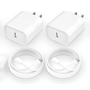 2-pack iphone 14 13 12 11 fast charger,【apple mfi certified】 20w pd usb c wall charger with 6ft type c to lightning cable for iphone 14 13 12 11 pro xr xs max x 8 plus ipad airpods