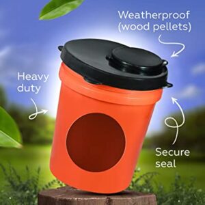 Skywin Storage Lid with Easy Pour Spout for Bucket - Weather-Resistant Rubber Black Lid with Easy Pour Spout - Multi-Purpose Wood Pellet Storage Containers, Bird Seed Container, Lump Charcoal Storage, or Pellet Storage Lid for Bucket (Not-Including Bucket