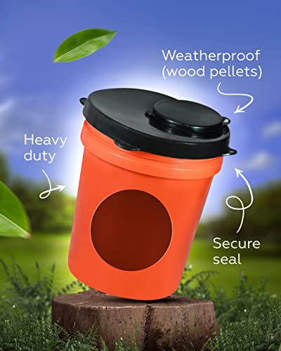 Skywin Storage Lid with Easy Pour Spout for Bucket - Weather-Resistant Rubber Black Lid with Easy Pour Spout - Multi-Purpose Wood Pellet Storage Containers, Bird Seed Container, Lump Charcoal Storage, or Pellet Storage Lid for Bucket (Not-Including Bucket