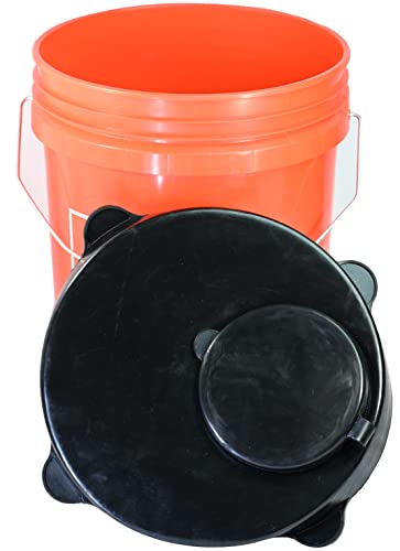Skywin Storage Lid with Easy Pour Spout for Bucket - Weather-Resistant Rubber Black Lid with Easy Pour Spout - Multi-Purpose Wood Pellet Storage Containers, Bird Seed Container, Lump Charcoal Storage, or Pellet Storage Lid for Bucket (Not-Including Bucket