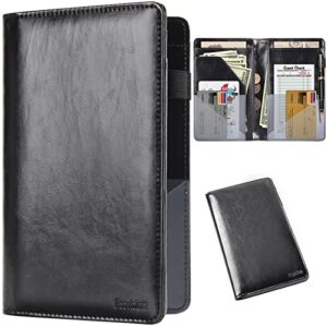 ecovision server book for waitress/waiter book, premium pu leather waitress book with money zipper pocket, fits in server apron and holds receipts, pocket money, and guest check for restaurants (black)