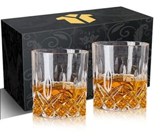 opayly whiskey glasses set of 2, rocks glasses, 10 oz old fashioned tumblers for drinking scotch bourbon whisky cocktail cognac vodka gin tequila rum liquor rye gift for men women at home bar