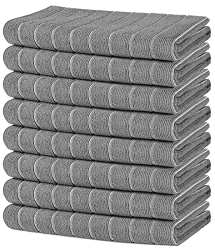 AIDEA Microfiber Kitchen Towels-8Pack, 15”x25”, Super Soft and Absorbent, Multi-Purpose Microfiber Dish Towels for Home, Kitchen-Grey