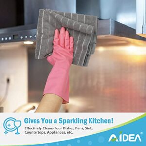 AIDEA Microfiber Kitchen Towels-8Pack, 15”x25”, Super Soft and Absorbent, Multi-Purpose Microfiber Dish Towels for Home, Kitchen-Grey