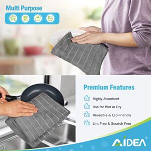 AIDEA Microfiber Kitchen Towels-8Pack, 15”x25”, Super Soft and Absorbent, Multi-Purpose Microfiber Dish Towels for Home, Kitchen-Grey