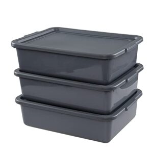 vcansay 13 l restaurant commercial bus tubs with lid, plastic storage utility bus tote, 3-pack