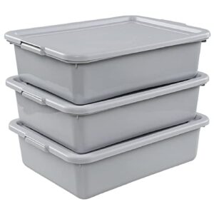 wekioger 3 pack bus tubs commercial, 13 l meat tubs with lids, silver grey