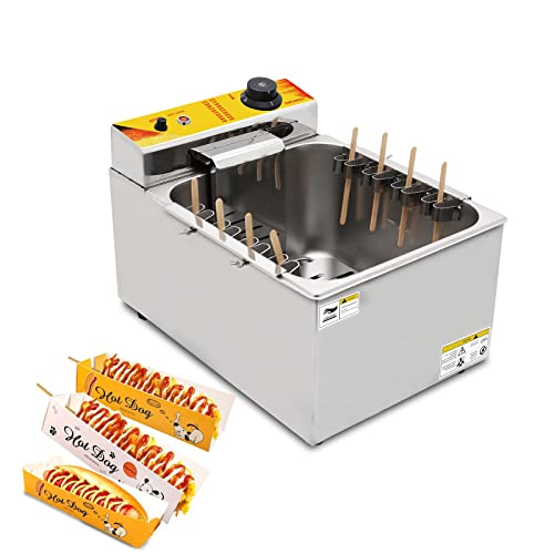 Koalalko Commercial Korean Cheese Hot Dog Fryer 8 Hooks Catering Equipment Corn Dog Electric Deep Fryers Making Machine