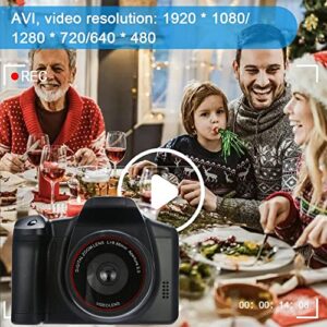 Acuvar Digital Camera, 16 Megapixel Photo Camera Mini Digital SLR Camera, CMOS Sensor 2.4“ TFT LCD Compact Camera, 16X Digital Zoom Video Camera for Children Adults Beginners Black