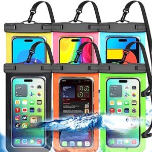 6 pack universal waterproof phone pouch, large phone waterproof case dry bag ipx8 outdoor sports for apple iphone,samsung,and up to 7.5" (multicolor 6pack)