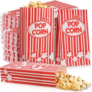 popcorn bags paper bags grease resistant popcorn container single serving 2 oz paper sleeves red/white leak proof flat bottom for movie theme party supplies retro carnivals fundraisers (300 pcs)