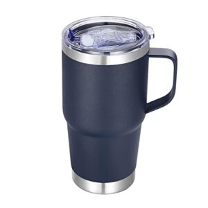 Abbrevi 20 oz Stainless Steel Tumbler with Handle Metal Insulated Coffee Travel Mug with Handle Double Wall Tumbler Cup with Handle and Lid, Navy Blue 1 Pack