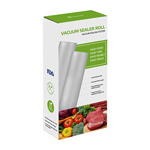 Vaakas Vacuum Sealer Bags Rolls 2 Pack 11''x16' For Food Saver, Weston. Commercial Grade, Vacuum Seal Bags Rolls,BPA Free,Great for Vac Storage Seal Bags, Meal Prep with Sous Vide