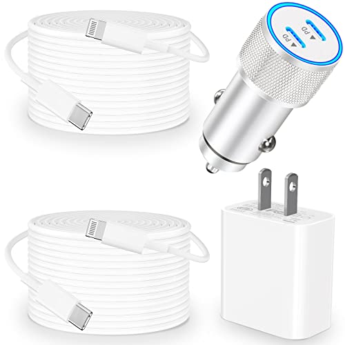 BARMASO iPhone Fast Car Charger, [Apple MFi Certified] 60W Dual USB-C Power Car Charger with 2 Pack Type-C to Lightning Cord + 20W PD iPhone Charger Quick Charging for iPhone 14/13/12/11/XS/XR/SE/iPad