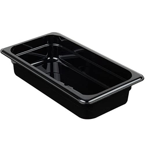 TrueCraftware – Third Size 2-1/2” Deep Polycarbonate Food Pan Black Color -Restaurant Commercial Hotel Pans for Food Prep Fruits Vegetables Beans Corns