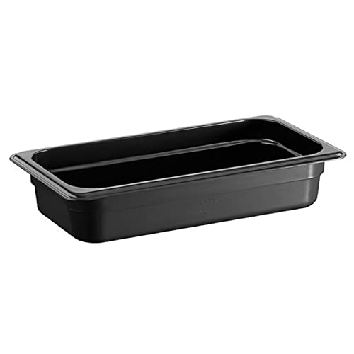 TrueCraftware – Third Size 2-1/2” Deep Polycarbonate Food Pan Black Color -Restaurant Commercial Hotel Pans for Food Prep Fruits Vegetables Beans Corns