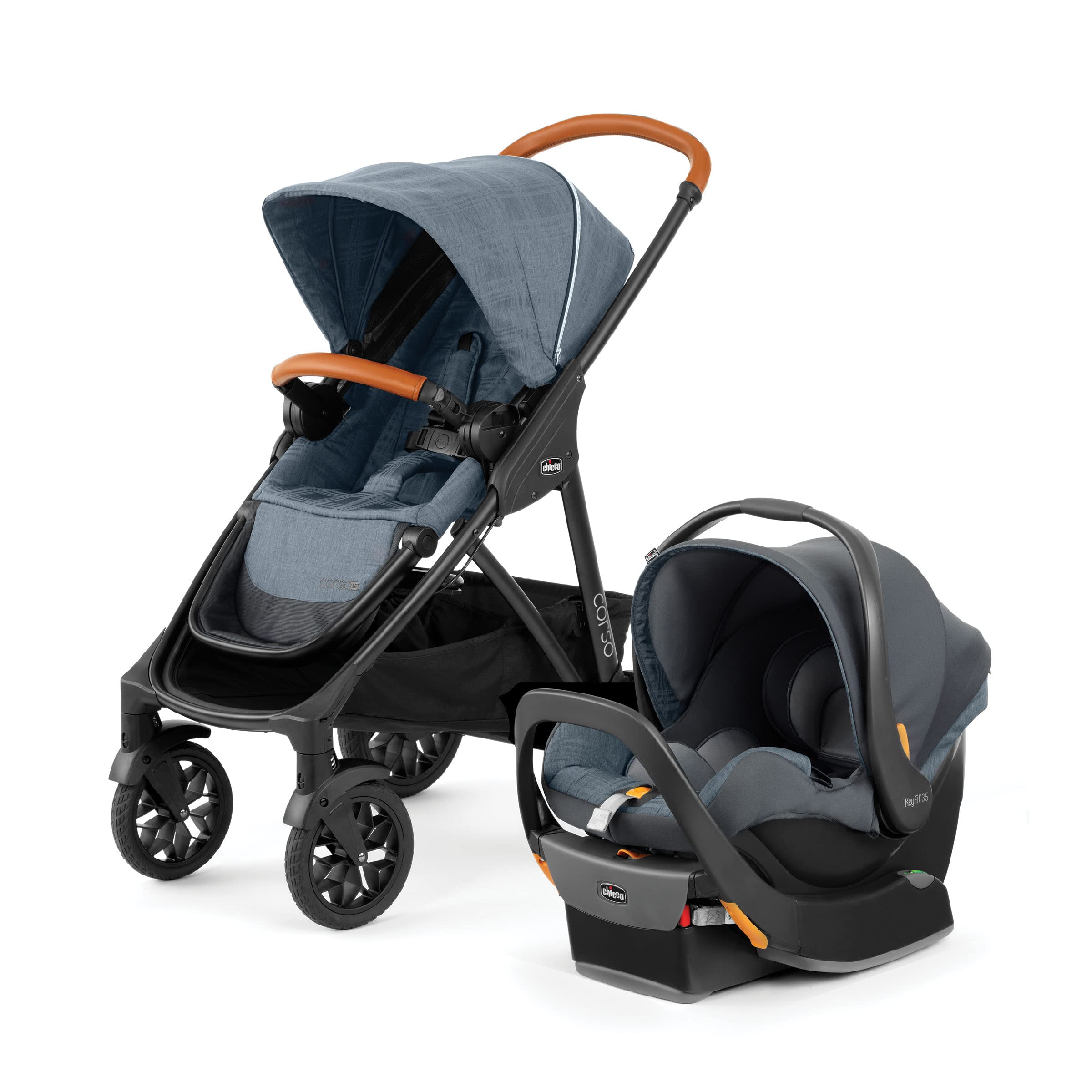 Chicco Corso LE Modular Travel System, Corso LE Stroller with KeyFit 35 Infant Car Seat and Base, Stroller and Car Seat Combo, Infant Travel System | Hampton/Blue