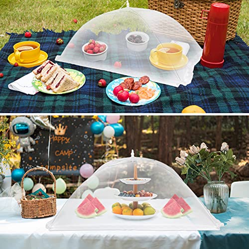 2 Pcs Extra Large Mesh Food Cover Tent（46"x20", 40"x24"）Umbrella Food Screen Covers for Outside Pop-up Mesh Reusable and Collapsible Food Nets for Parties Picnics Outdoor BBQs…