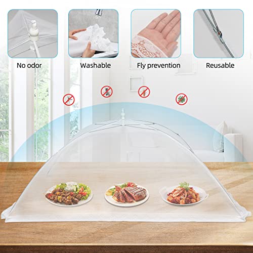 2 Pcs Extra Large Mesh Food Cover Tent（46"x20", 40"x24"）Umbrella Food Screen Covers for Outside Pop-up Mesh Reusable and Collapsible Food Nets for Parties Picnics Outdoor BBQs…