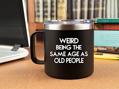 Birthday Gifts for Men Women - Coffee Tumbler Mug 14oz - Funny Unique Gift for Husband, Grandpa, Dad, Father, Him, from Daughter, Son, 30th, 40th, 50th, 60th, 70th, 80th, Friends