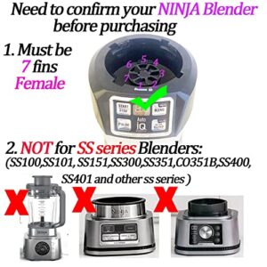 [New Model] Replacement 7 Fins Male Blade&24oz Blender Cups Compatible For Nutri Ninja Auto iQ Blender [4 Inch Male 7 Fins Blade]