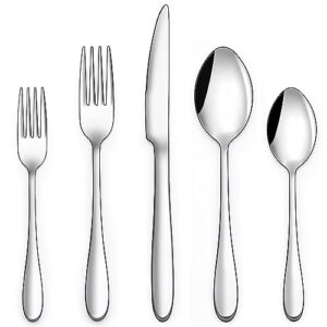 50-piece silverware set, stainless steel flatware set for 10, food-grade tableware cutlery set, utensil sets for home restaurant, mirror finish, dishwasher safe