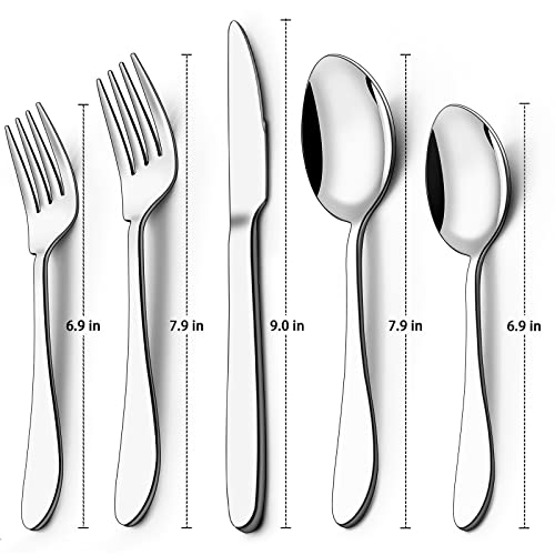 50-Piece Silverware Set, Stainless Steel Flatware Set for 10, Food-Grade Tableware Cutlery Set, Utensil Sets for Home Restaurant, Mirror Finish, Dishwasher Safe