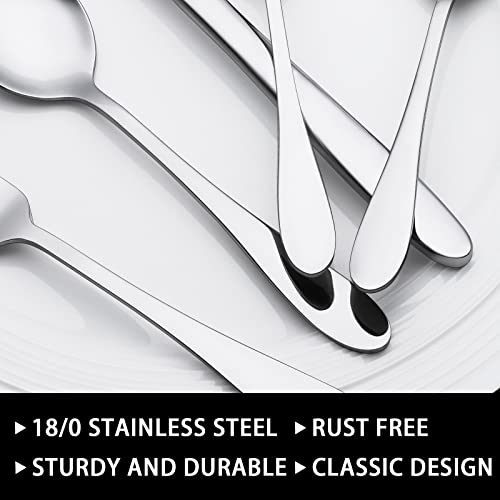 50-Piece Silverware Set, Stainless Steel Flatware Set for 10, Food-Grade Tableware Cutlery Set, Utensil Sets for Home Restaurant, Mirror Finish, Dishwasher Safe