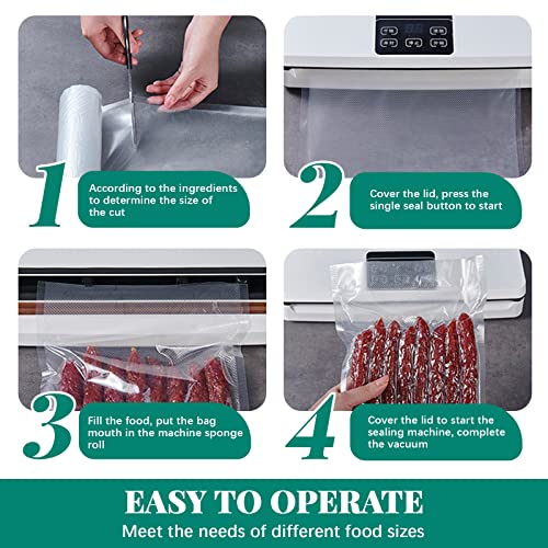 Sekonow 8 Rolls 7 Sizes Vacuum Sealer Bags for Food, Heavy Duty Vacuum Seal Bags, Sous Vide Bags for Meal Prep, Food Storage (4.7", 5.9", 6.7", 7.9", 8.7", 9.8", 11"×16.4')