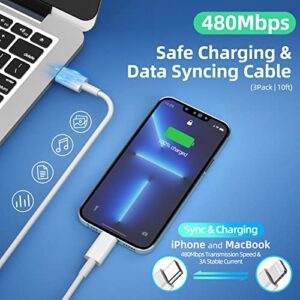 3-Pack iPhone 14 13 12 11 Fast Charger [Apple MFi Certified] 10FT iPhone Fast Charging 20W PD USB C Wall Charger Block USB C to Lightning Cable Fast Chargers for iPhone 14Pro/13Pro/12 Pro/11Pro/XS/XR