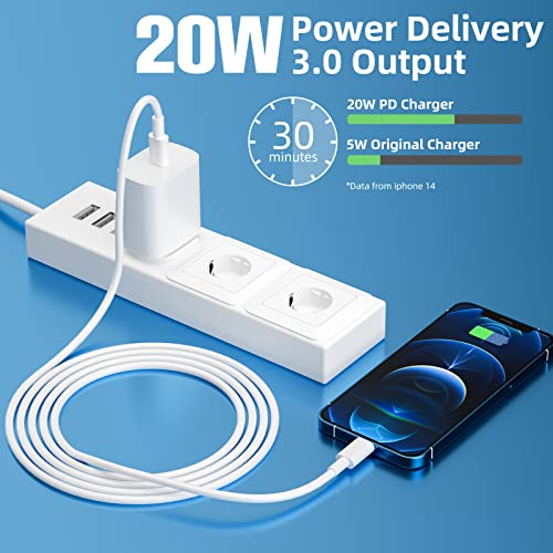 3-Pack iPhone 14 13 12 11 Fast Charger [Apple MFi Certified] 10FT iPhone Fast Charging 20W PD USB C Wall Charger Block USB C to Lightning Cable Fast Chargers for iPhone 14Pro/13Pro/12 Pro/11Pro/XS/XR