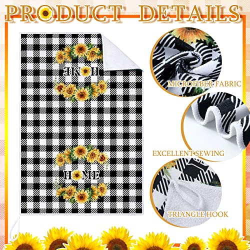 Bencailor 4 Pcs Sunflower Kitchen Towels Decorative Dish Towels Funny Hand Towel Absorbent Kitchen Cloths Buffalo Plaid Tea Towels Housewarming Gifts 16 x 24 Inch (Plaid, Yellow, Sunflower)