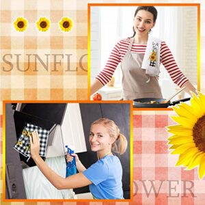 Bencailor 4 Pcs Sunflower Kitchen Towels Decorative Dish Towels Funny Hand Towel Absorbent Kitchen Cloths Buffalo Plaid Tea Towels Housewarming Gifts 16 x 24 Inch (Plaid, Yellow, Sunflower)