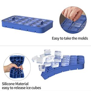 Ice Cube Tray with Lid and Bin, ROTTAY Ice Trays for Freezer, Easy-release 48 Small Nugget Silicone Ice maker with Ice Bucket, Ice Cube Storage Container Set for Chilled Drink and Smoothie, Blue